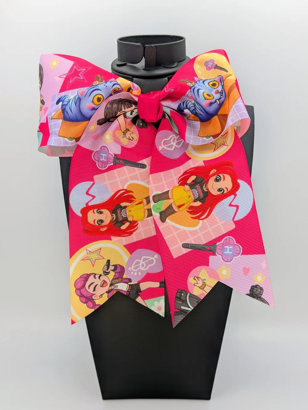 Girls Pink Kpop Demon Hunters Huntrix Ribbon Hair Bow